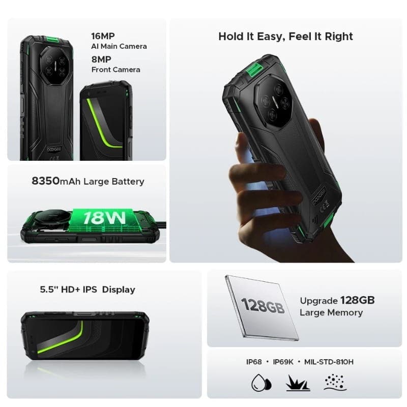 Doogee Fire 3 Pro 4Go/128Go Vert - faits marquants