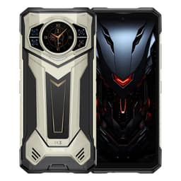 Doogee S200 Plus 16GB/512GB Doré, smartphone robuste doré, dos futuriste avec module circulaire façon montre, écran noir avec motif rouge agressif