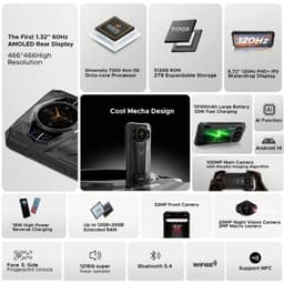 Doogee S200 Plus doré robuste avec écran arrière AMOLED 1,32 60 Hz, triple caméra 100 MP, 16 Go RAM, 512 Go, batterie 10800 mAh, 120 Hz IPS, NFC, 5G