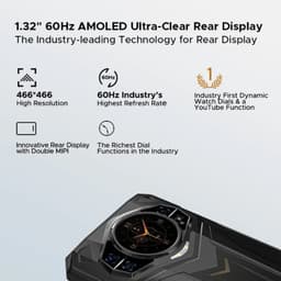 Doogee S200 Plus 16GB/512GB Doré avec écran arrière AMOLED 1,32 pouces 60 Hz, haute résolution 466x466, cadrans dynamiques et affichage riche en fonctions