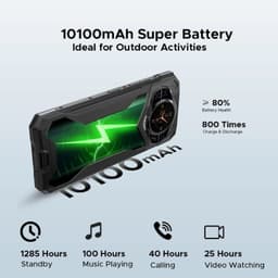 Doogee S200 Plus 16GB/512GB doré avec batterie 10100 mAh, écran avec éclair vert, design robuste, autonomie longue, idéal activités extérieures