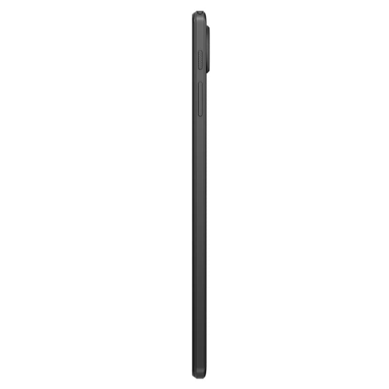 Perfil lateral del Doogee Tab A9 Pro 10.1 Gris VIP Edition con diseño delgado, bordes rectos, botones de volumen y cámara trasera con módulo sobresaliente