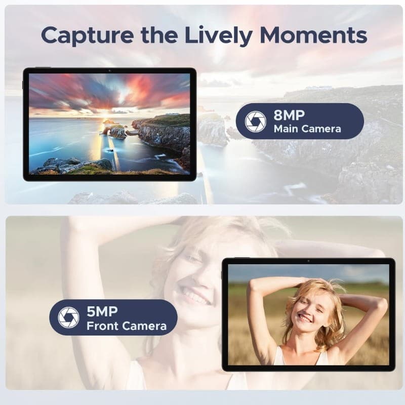 Doogee Tab A9 Pro 10.1 Gris VIP Edition con cámara trasera 8 MP y frontal 5 MP, marco negro delgado y pantalla amplia para capturar momentos vivos