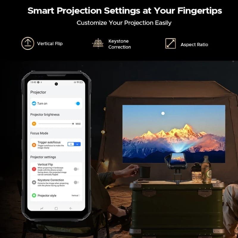 Doogee V Max Play 5G 16Go/512Go Noir - projecteur intégré
