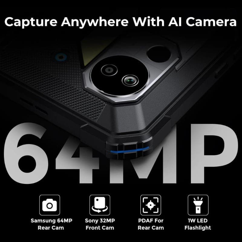 Fossibot DT3 10,4 12GB/256GB 5G Cinzento Rugged - câmara