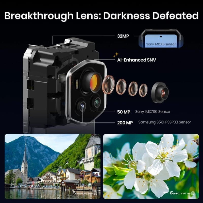 Fossibot F107 Pro 5G 12Go/512Go Noir Robuste - système de caméra