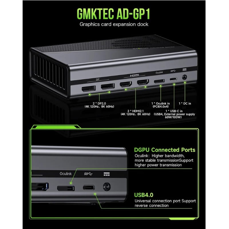 GMKtec AD-GP1 Radeon RX 7600M XT/8Go GDDR6/1800 MHz/128 bit avec Oculink - Ítem3