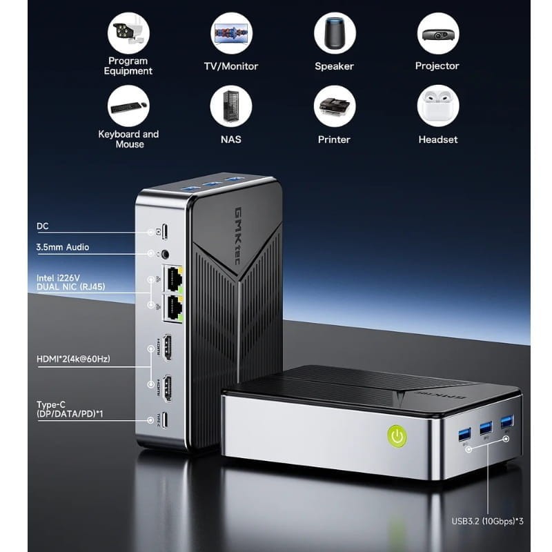 GMKtec NucBox G9 Intel Twin Lake N150/12GB LPDDR5 RAM/64GB eMMC/1TB SSD M.2 /Quatro compartimentos e sistema duplo/W11 - Item5