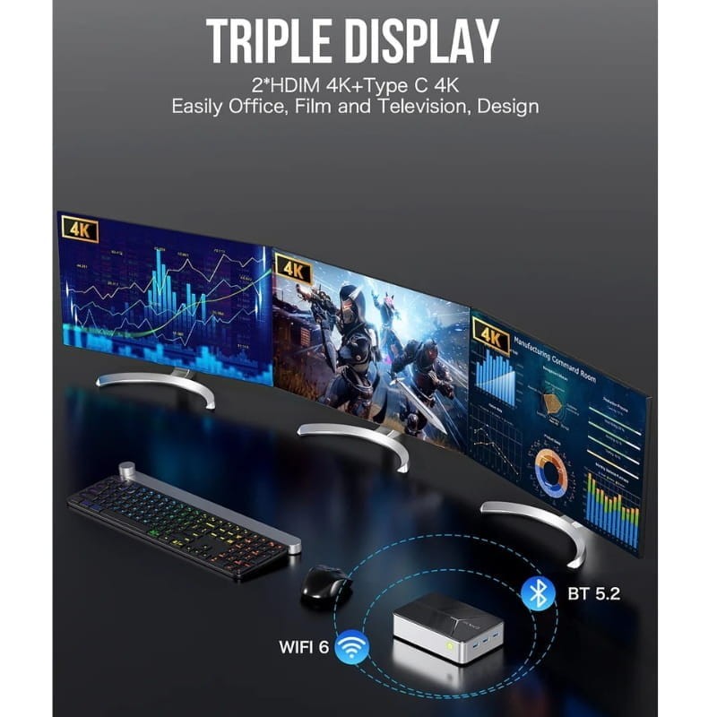GMKtec NucBox G9 Intel Twin Lake N150/12GB LPDDR5 RAM/64GB eMMC/1TB SSD M.2 /Quatro compartimentos e sistema duplo/W11 - Item8