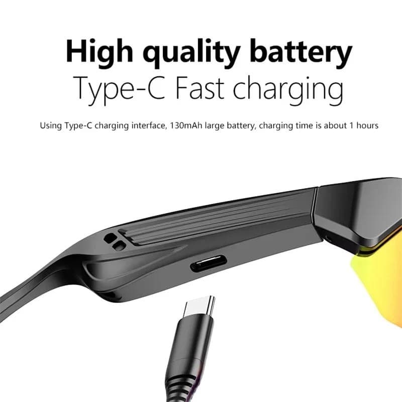 Óculos Inteligentes para Ciclismo Preto - Carregamento USB-C