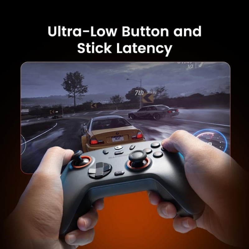 Manette GameSir Nova 2 Lite Édition Champion Doré avec sticks et boutons à très faible latence, anneaux orange, design ergonomique, LED centrale lumineuse