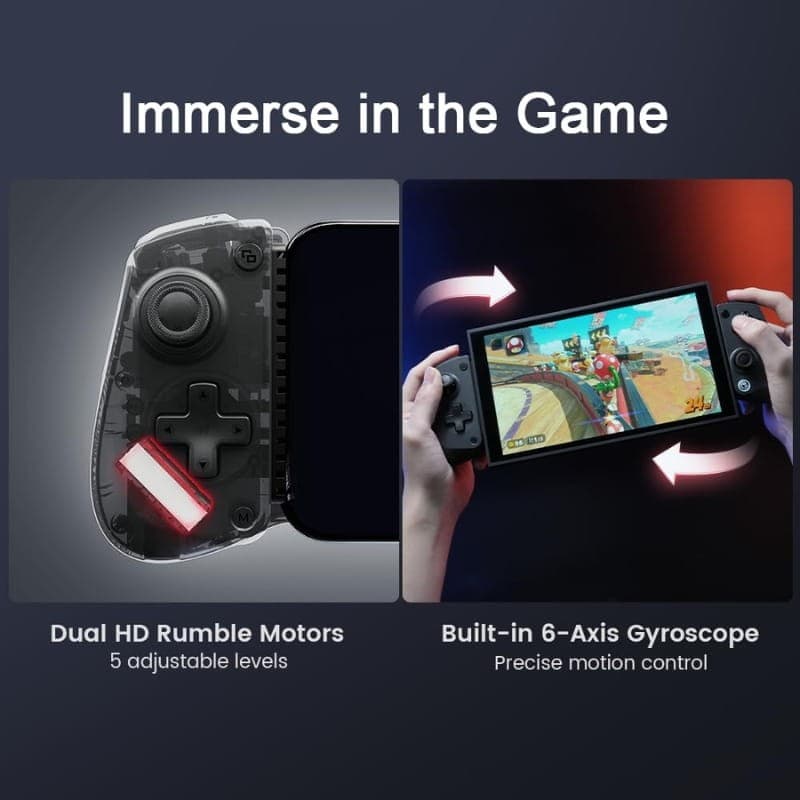 Comando GameSir X5S Preto - motor de vibração e giroscópio