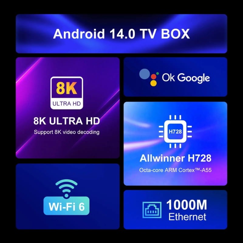 H96 Max H728 2Go/16Go Android 14 Blanc - Ítem2