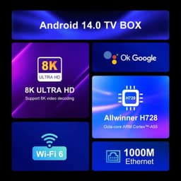 H96 Max H728 4GB/32GB Android 14 Blanc - principales fonctions