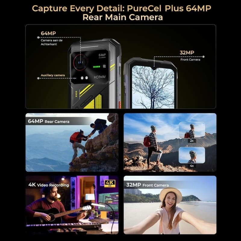 Hotwav Hyper 7 5G 8GB/256GB Preto Rugged - sistema de câmaras