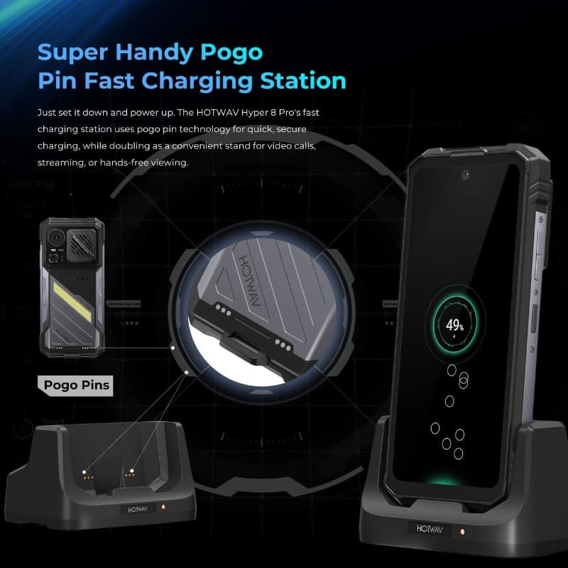 Hotwav Hyper 8 Ultra 5G Walkie Talkie 12GB/512GB Rugged - Carregando pogo pin