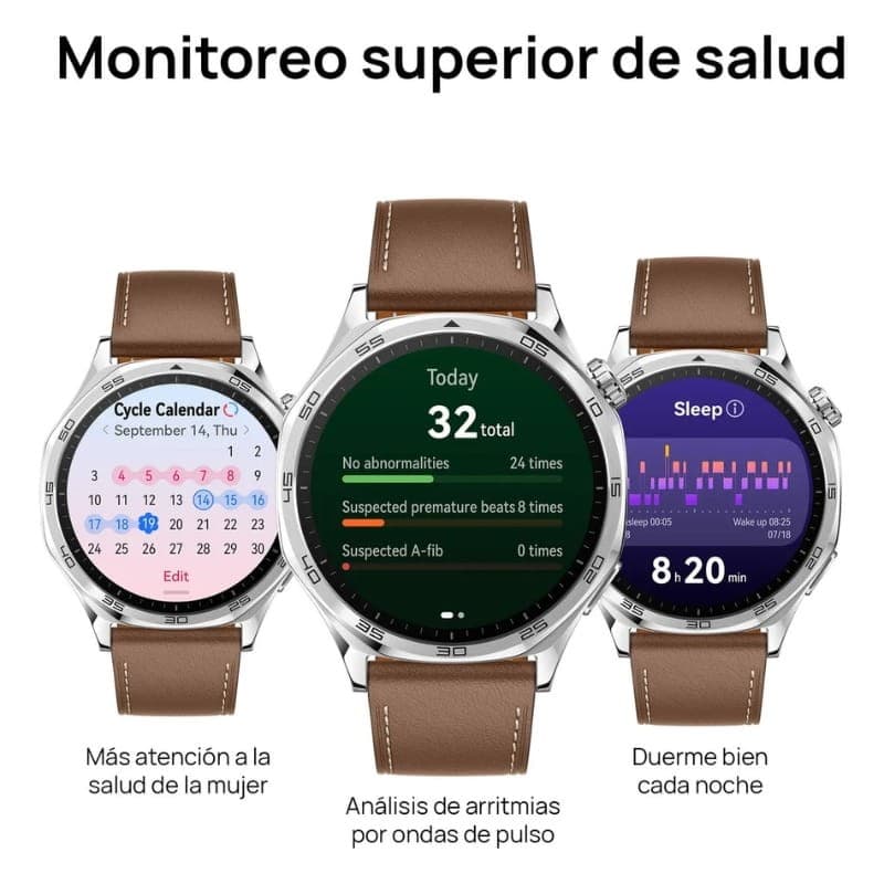 Huawei GT 5 46 mm Correia de Couro Castanho - controlo da saúde