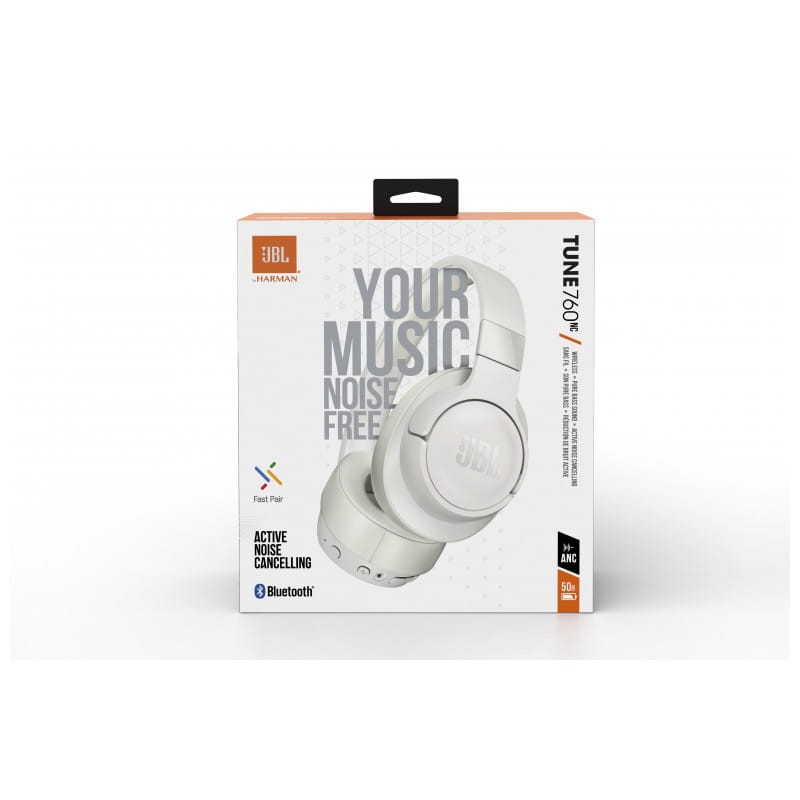 JBL Tune 760NC in White, Bluetooth 5.0 Headphones with 35 hours of autonomy