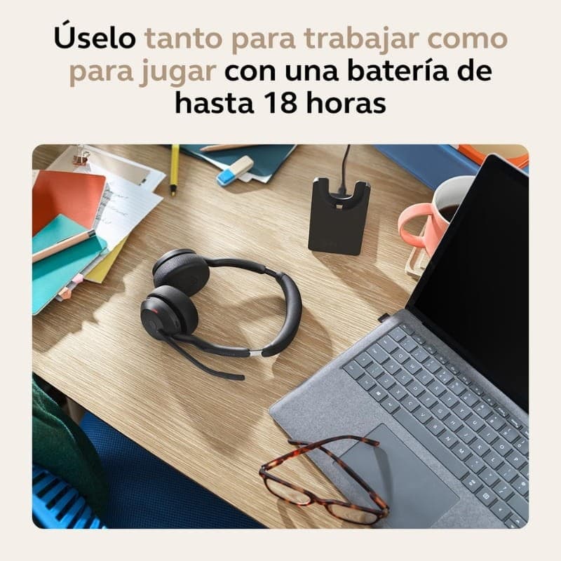 Jabra Evolve2 55 MS Stereo ANC (USB-A) . duración de la batería