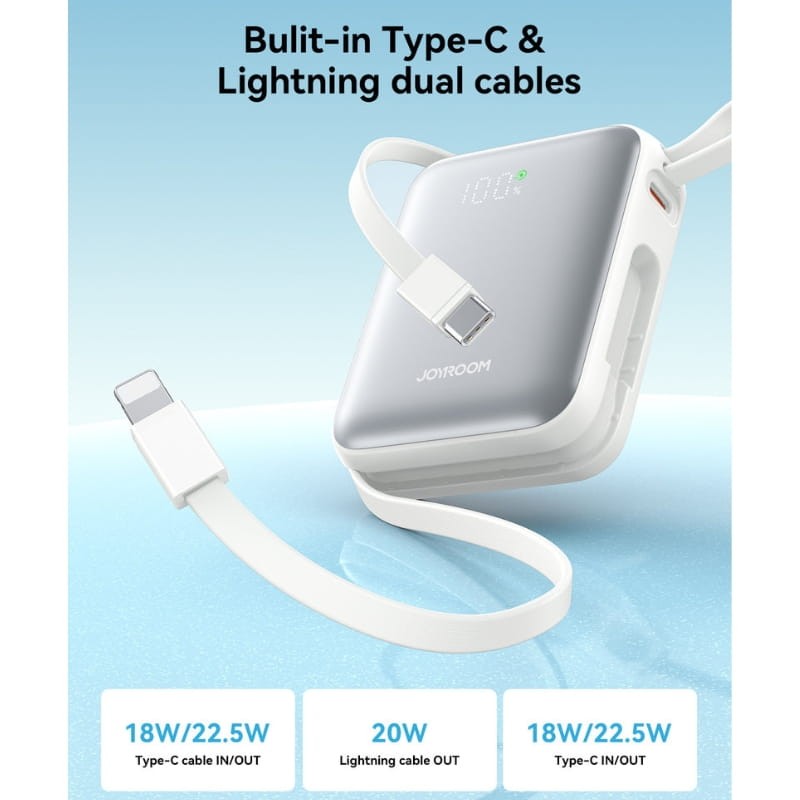 Joyroom JR-PBF27 10000mAh 22,5W (Cabo Duplo Integrado) Preto - Power Bank - Item2