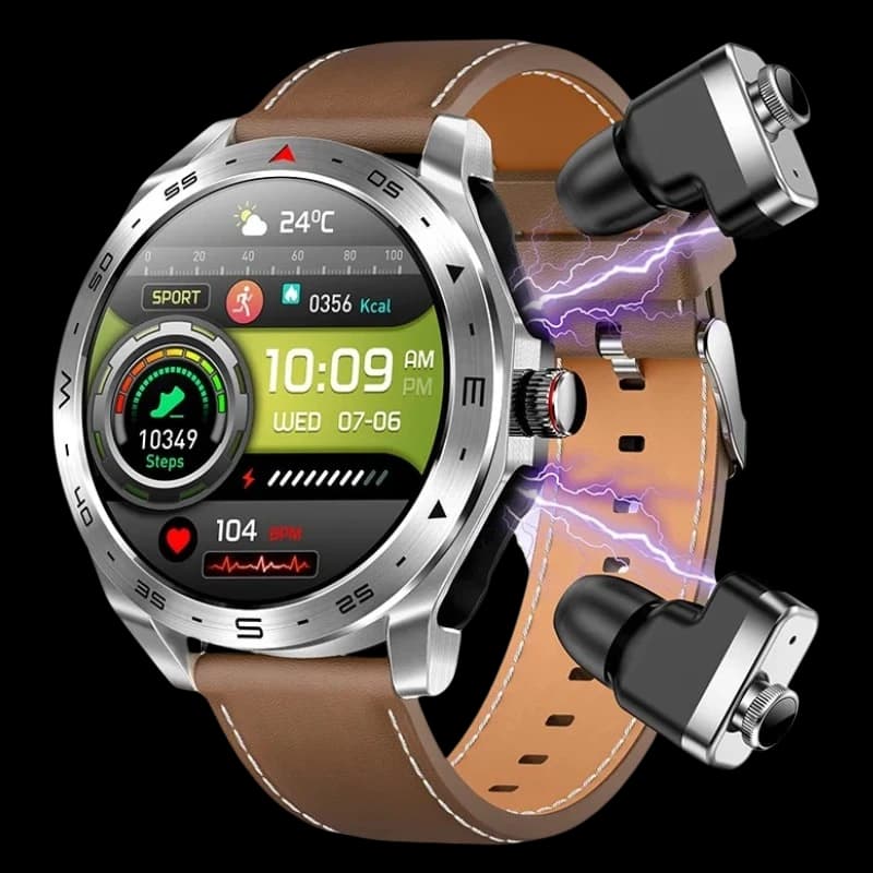 T95 Castanho com Bracelete de Couro e Auriculares