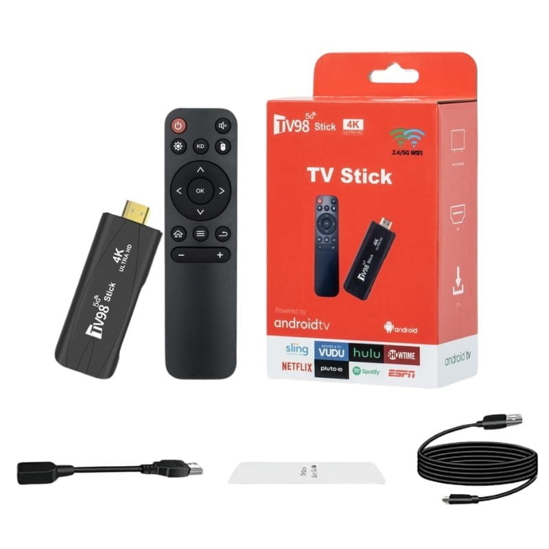 TV98 Stick 4K 4 Go/32 Go Double WIFI Android 12 Noir - Android TV - Ítem1