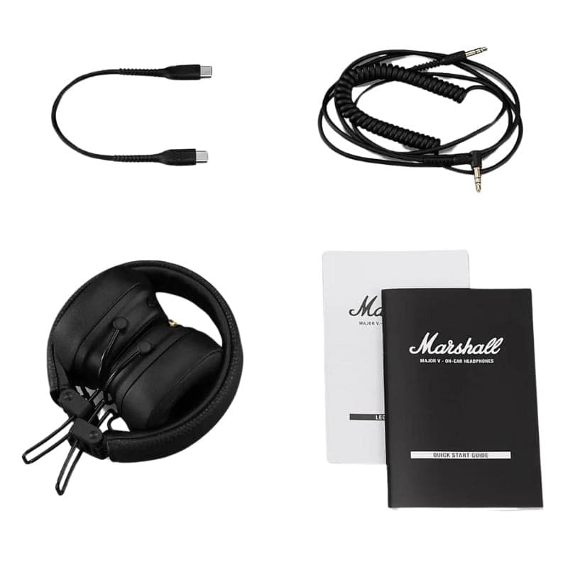 Marshall Major V Noir - Casque Bluetooth - Contenu de la boîte