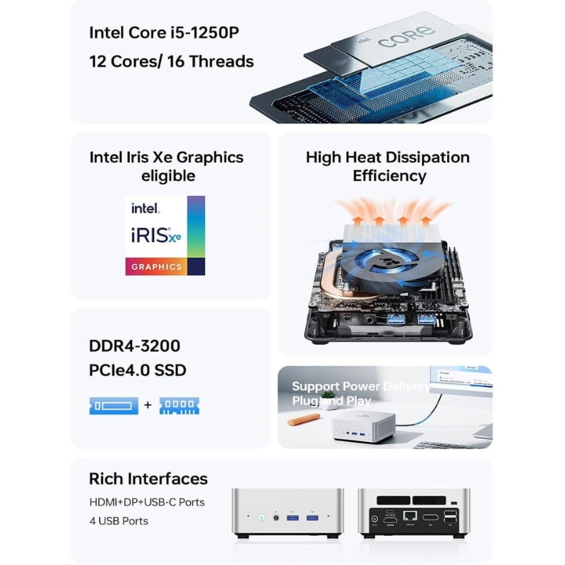 Minisforum Venus UN1250 Intel Core i5-1250P 16Go/1To SSD - Ítem2