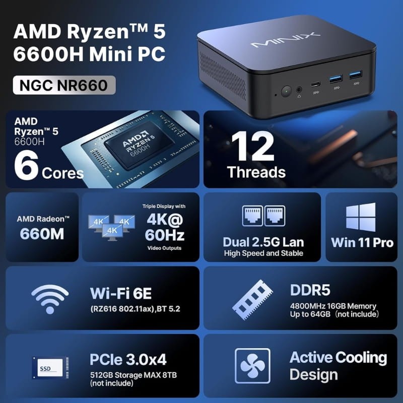 Minix NGC NR660 AMD Ryzen 5 6600H 16GB/512GB Win 11 Pro - Item2