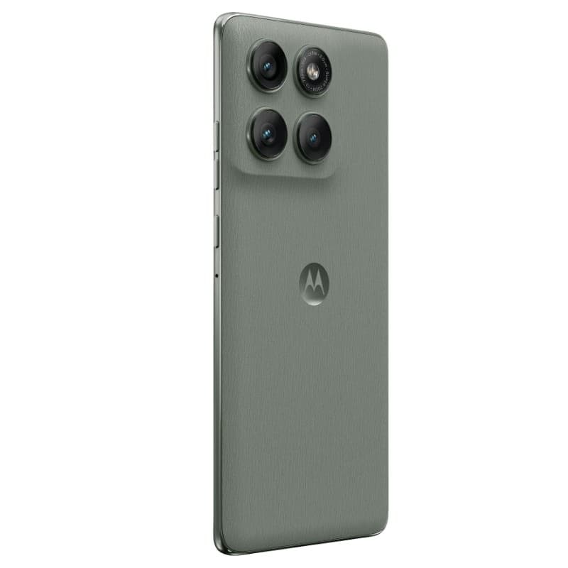 Motorola Edge 60 Pro 5G 12GB/512GB Verde Shadow con triple cámara trasera prominente, acabado mate texturizado y bordes curvos elegantes