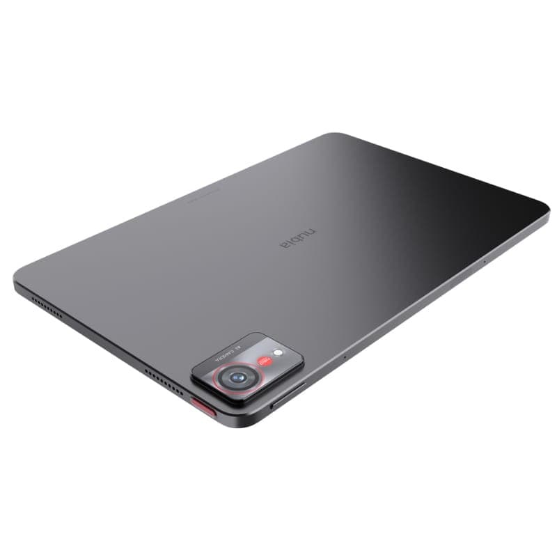 Nubia Pad Pro 10,9 12Go/256Go WiFi Noir, dos en aluminium sombre, bords plats, module photo rectangulaire proéminent, finitions épurées et haut-parleurs