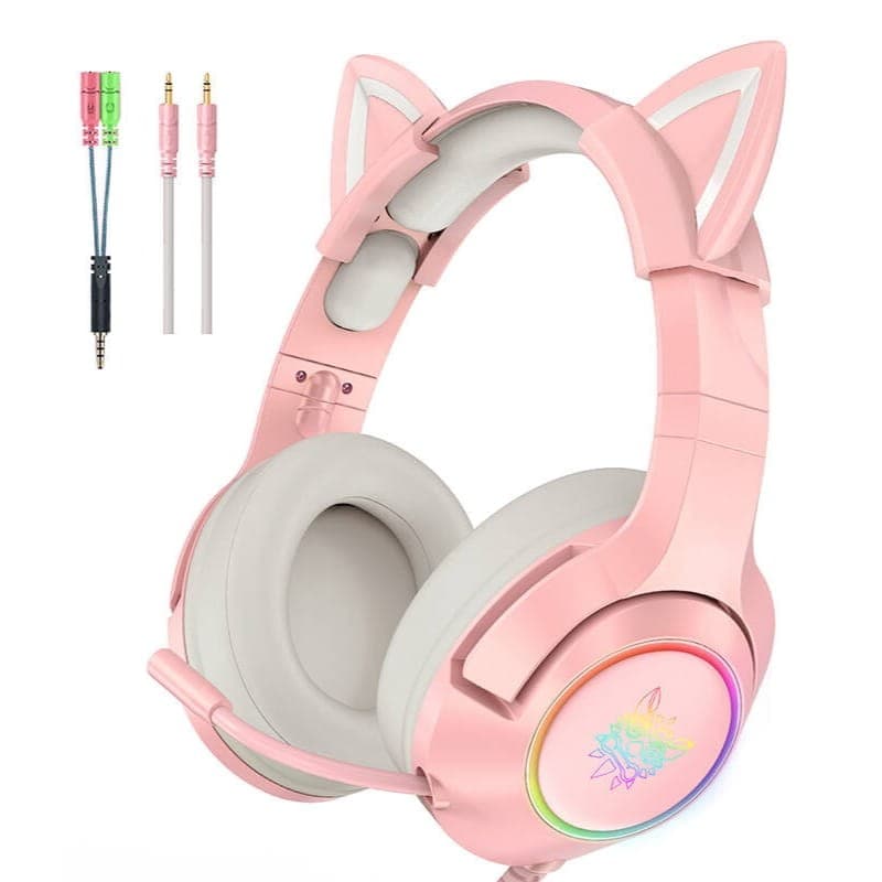 ONIKUMA K9 RGB Rosa - Auscultadores para jogos - conectores