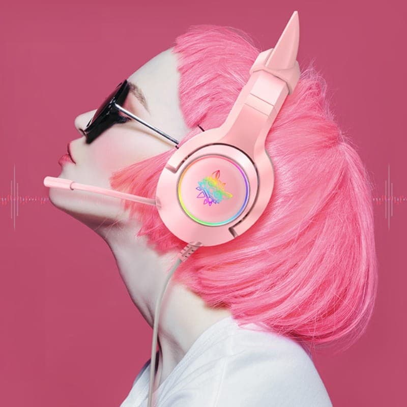ONIKUMA K9 RGB Rosa - Auscultadores para jogos - colocação sobre o ouvido
