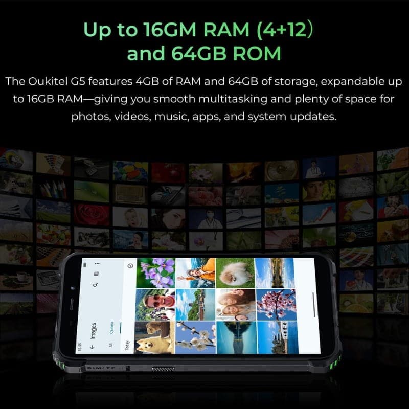 Oukitel G5 4 GB/64 GB Laranja Rugged - capacidade de memória