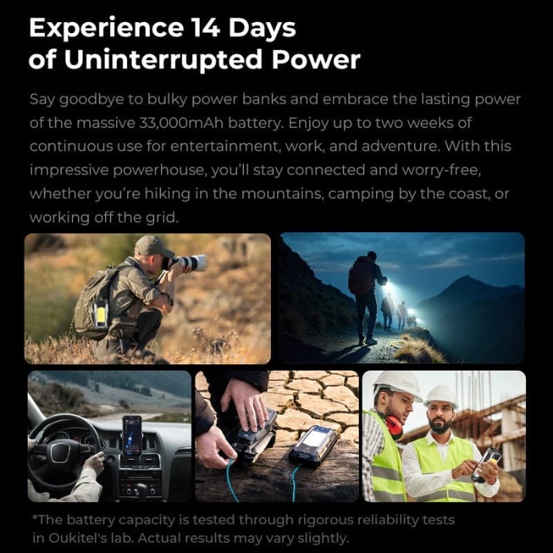 Oukitel WP100 5G 12Go/512Go Rugged - autonomie de la batterie