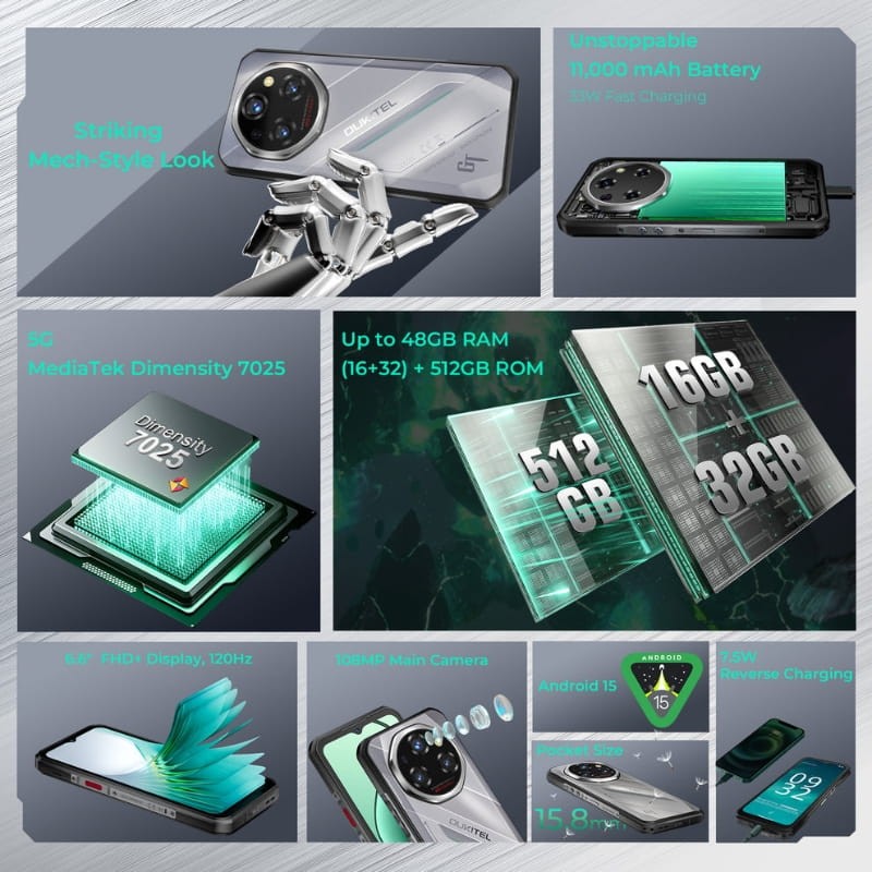 Oukitel WP62 5G 16Go/512Go Noir Robuste - Ítem2