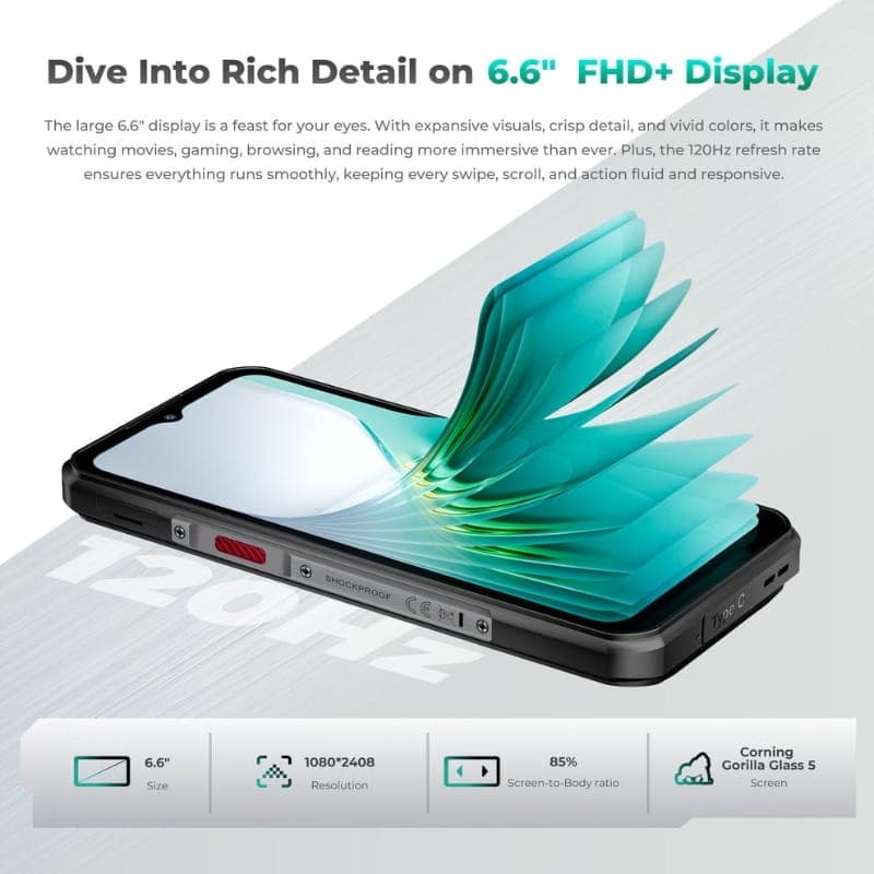 Oukitel WP62 5G 12Go/512Go Double SIM Argent - écran