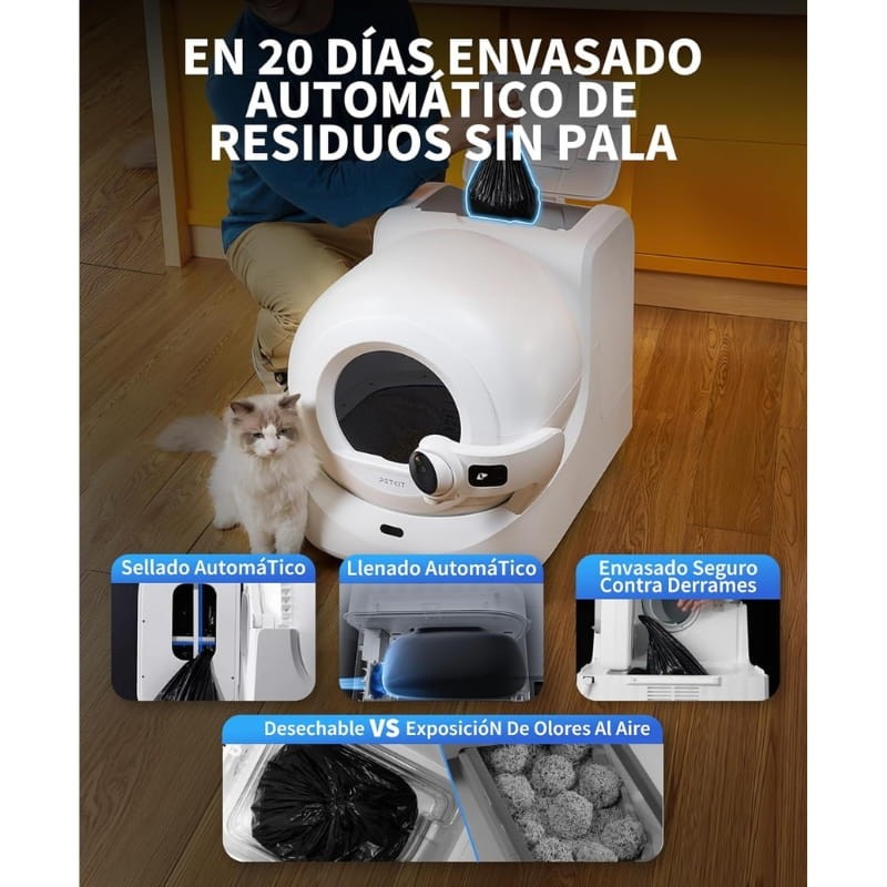 Arenero Automático PETKIT Purobot Ultra - Cámara Con tecnología IA -Reconocimiento Facial - Monitoreo de Salud - Sellado de bolsas tras cada uso - Control APP - Ítem2