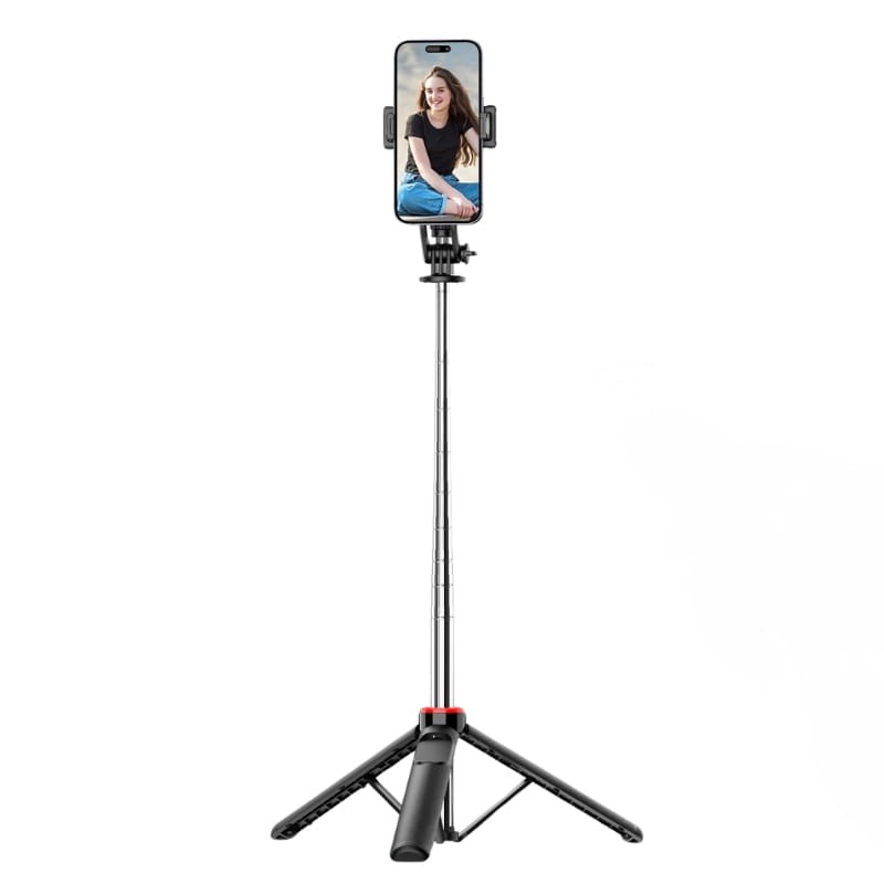 Bastão de selfie C13D com Led, Tripé extensível de 1,35 m para telemóveis e câmaras - com controlo sem fios Preto - Item