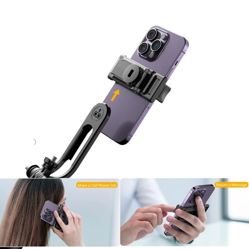 Bastão de selfie C13D com Led, Tripé extensível de 1,35 m para telemóveis e câmaras - com controlo sem fios Preto - Item1