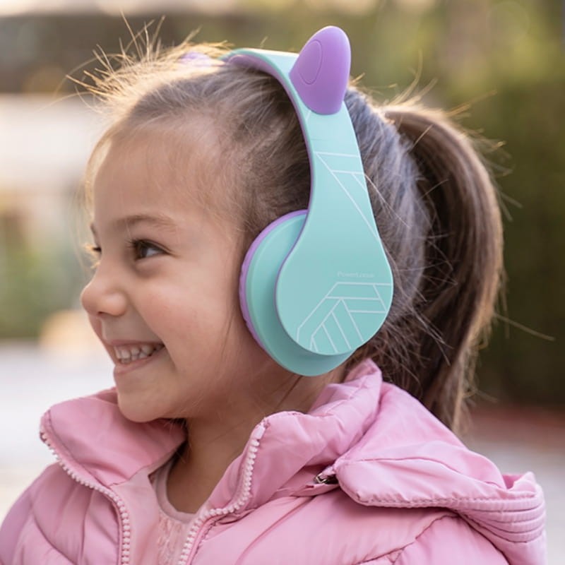 PowerLocus P2 Kids Cat Ears Turquesa/Violeta - Auriculares Inalámbricos para Niños - Ítem5