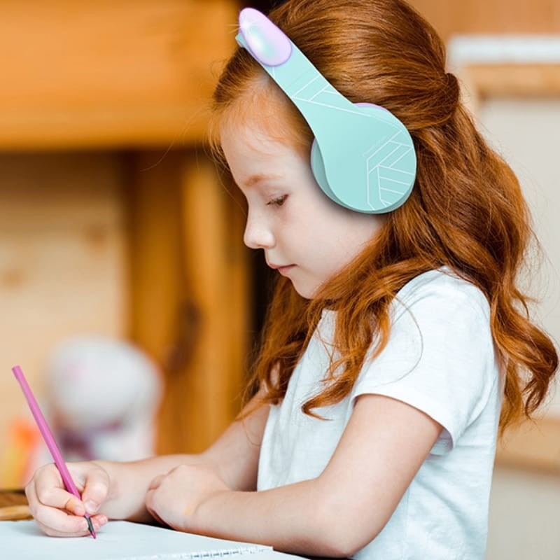 PowerLocus P2 Kids Cat Ears Turquesa/Violeta - Auriculares Inalámbricos para Niños - Ítem6