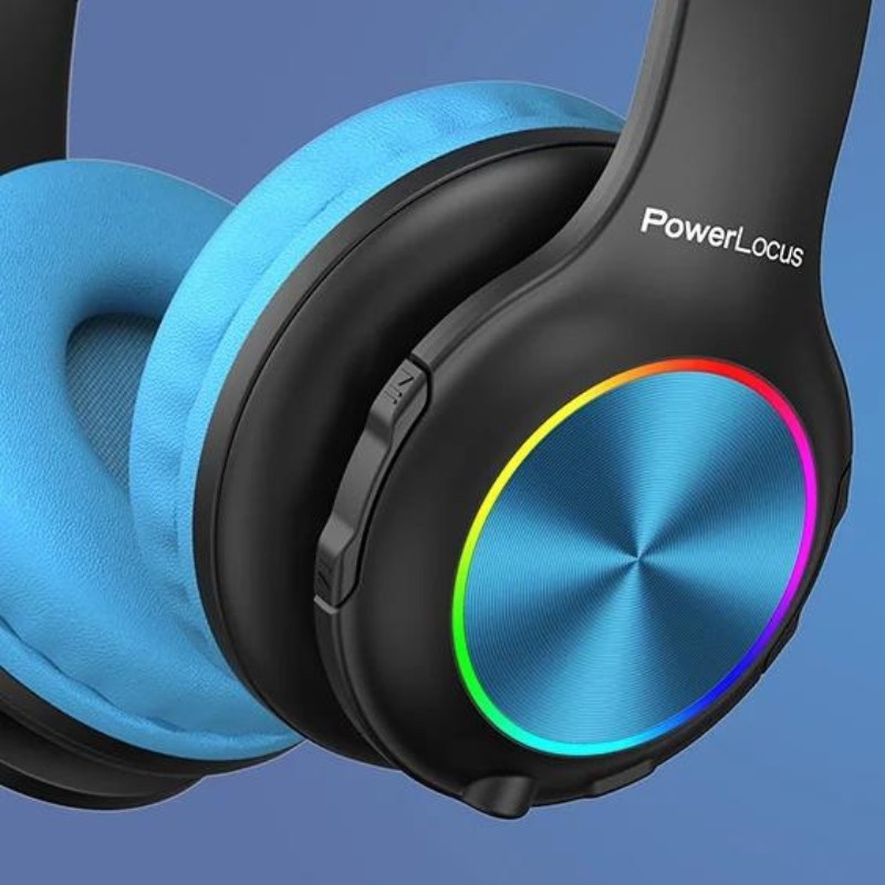 PowerLocus PLED RGB Azul/Negro - Auriculares Inalámbricos para Niños - Ítem1