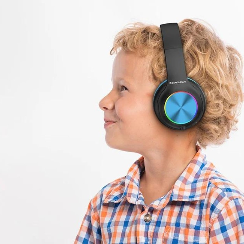 PowerLocus PLED RGB Azul/Negro - Auriculares Inalámbricos para Niños - Ítem4