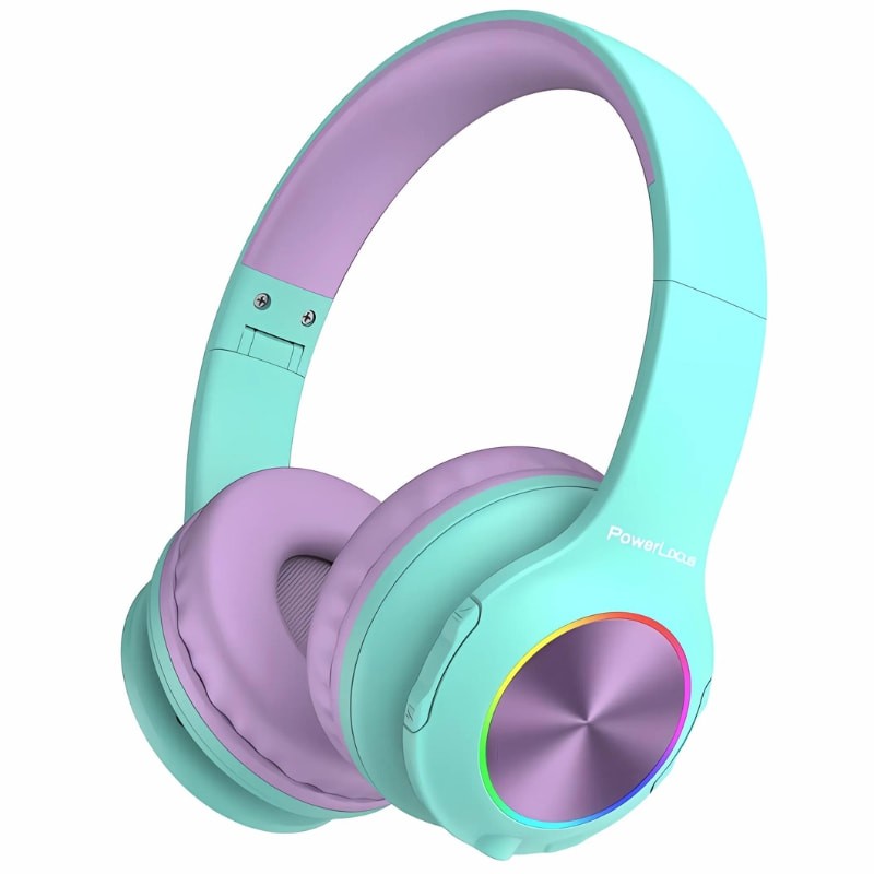 PowerLocus PLED RGB Turquesa/Violeta - Auriculares Inalámbricos para Niños - Ítem