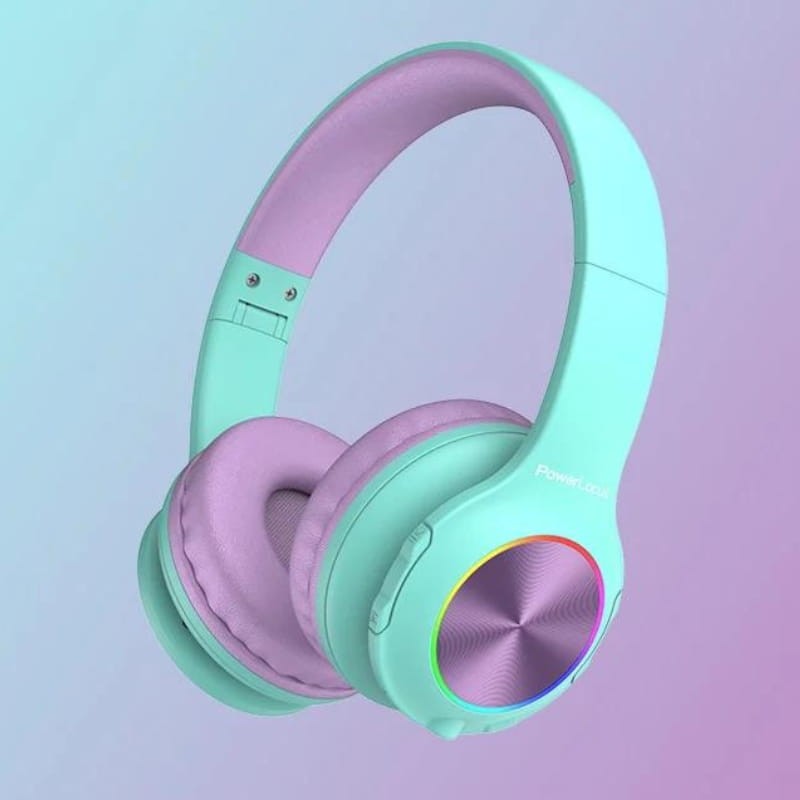 PowerLocus PLED RGB Turquesa/Violeta - Auriculares Inalámbricos para Niños - Ítem3