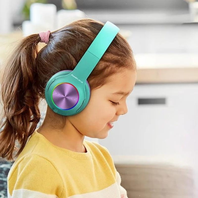 PowerLocus PLED RGB Turquesa/Violeta - Auriculares Inalámbricos para Niños - Ítem4