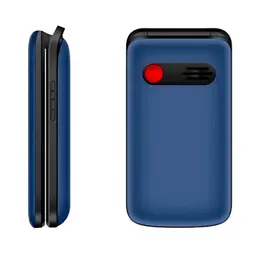 Qubo X-247BL Bleu - Téléphone portable pour les personnes âgées - vue latérale et bouton SOS