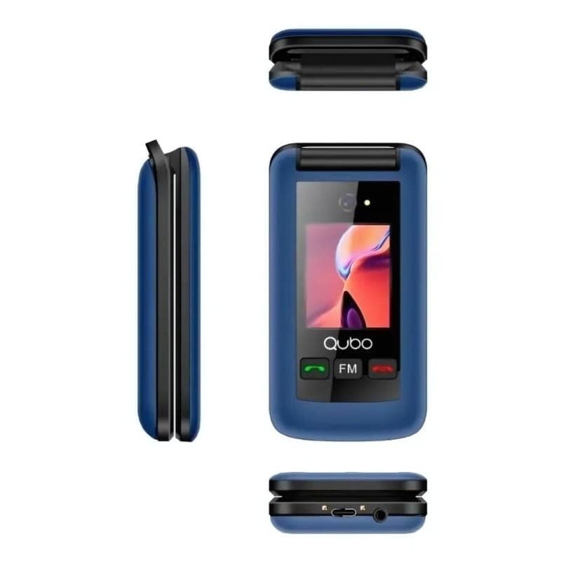 Qubo X-247BL Bleu - Téléphone portable pour les personnes âgées - écran extérieur
