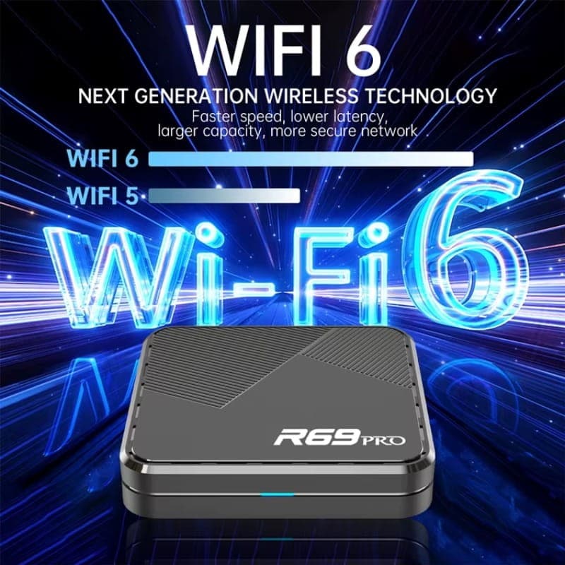 R69 Pro 4GB/64GB 8K WiFi 6 Android 14 Preto - Conectividade WiFi 6